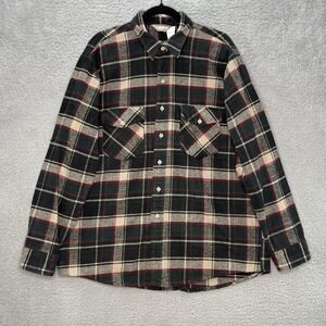 Vtg Winter Run USA Made Cotton Heavy Plaid Flannel Button Shirt Mens Size XL